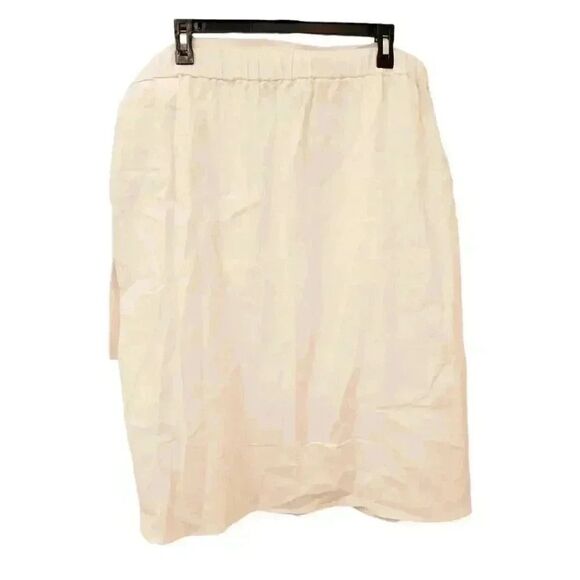 Anne Klein Women's White Linen/Viscose Faux Wrap Skirt w Elastic Waist NEW - Picture 7 of 11